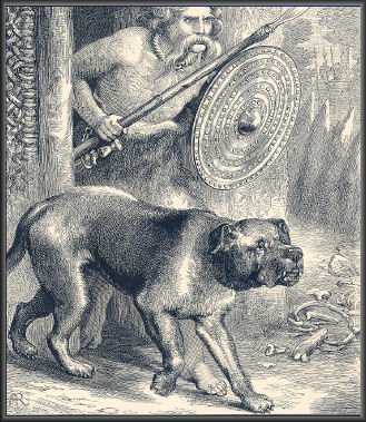 Keltischer Krieger mit Mastiff